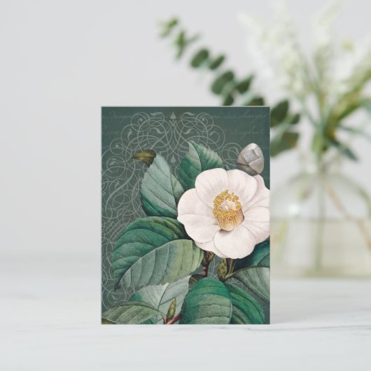White Camellia Flat Wenskaart (Staand voorkant)