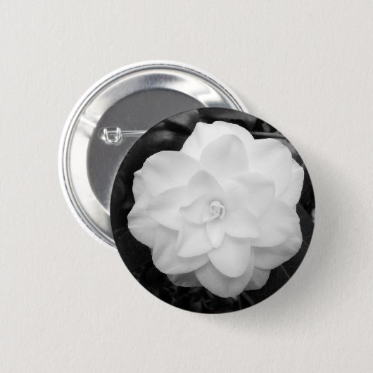 White Camellia Ronde Button 5,7 Cm (Voorkant /achterkant)
