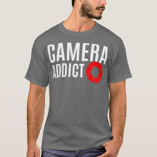 White Camera Addict en red aperture design voor ph T-shirt