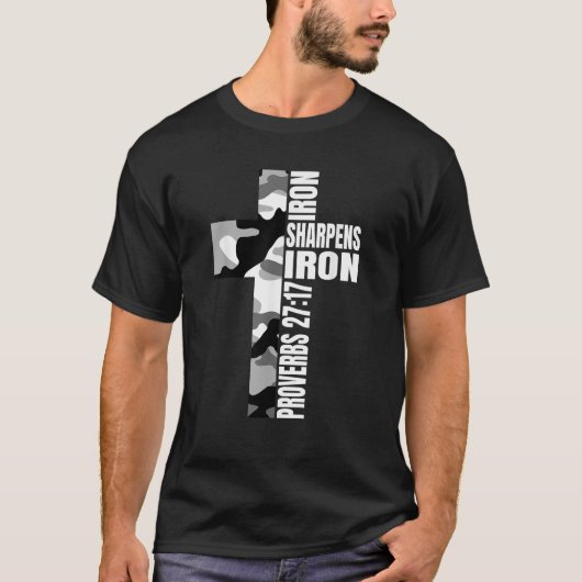 White Camo Iron Sharpens Iron Christelijk Verse Oo T-shirt (Voorkant)