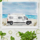 White Camper Van Kitchen Towel RV Theme Theedoek (Gevouwen)