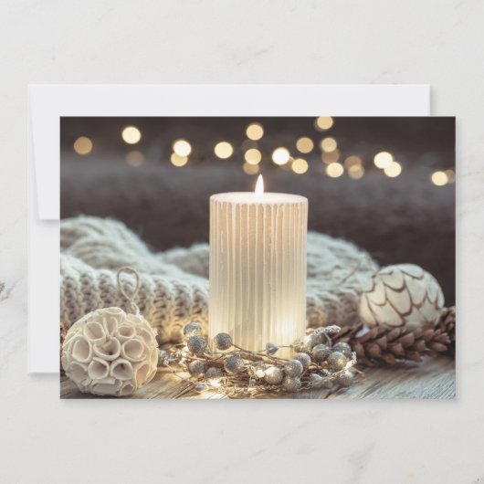 White Candle Kerstmis Feestdagenkaart (Voorkant)