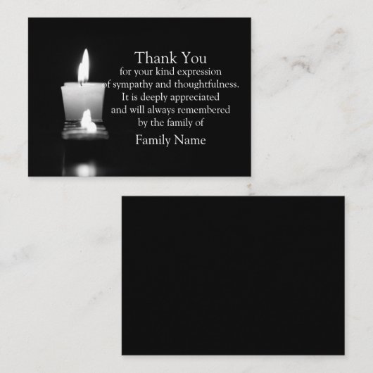 White Candle Light After Funeral Bedankt Card Notitiekaartje (Voorkant / Achterkant)