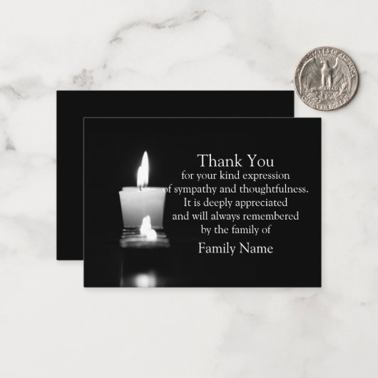 White Candle Light After Funeral Bedankt Card Notitiekaartje (Voorkant / Achterkant in situ)