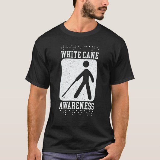 White Cane Awareness Braille Blind Awareness  1 T-shirt (Voorkant)