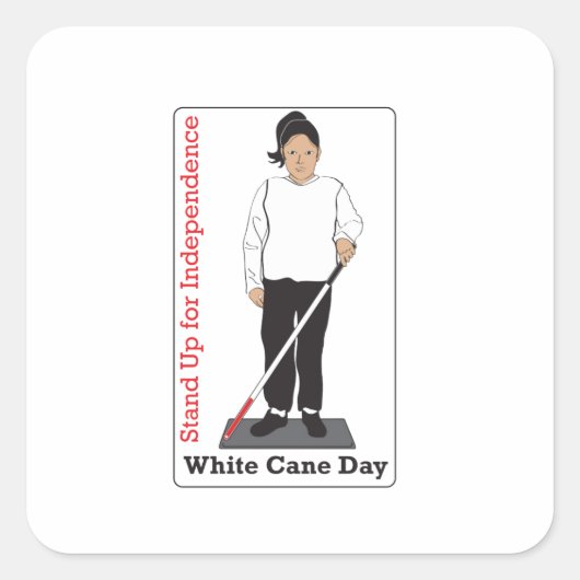 White Cane Day Vierkante Sticker (Voorkant)