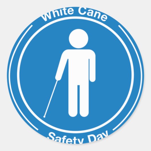 White Cane Safety Day Ronde Sticker (Voorkant)