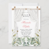 White Canopy Pink Florals Brunch & Bubble Invites Kaart (Voorkant)