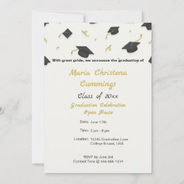 White Cap & Confetti Graduation Aankondiging