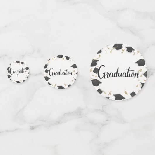 White Cap & Confetti Graduation Congrats Confetti (Voorkanten)