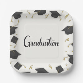 White Cap & Confetti Graduation Papieren Bordje