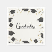White Cap & Confetti Graduation Servet (Voorkant)