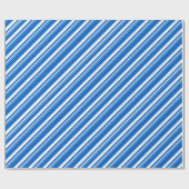 White Capri Blue Candy Cane Stripe Holiday Cadeaupapier (Vlak)