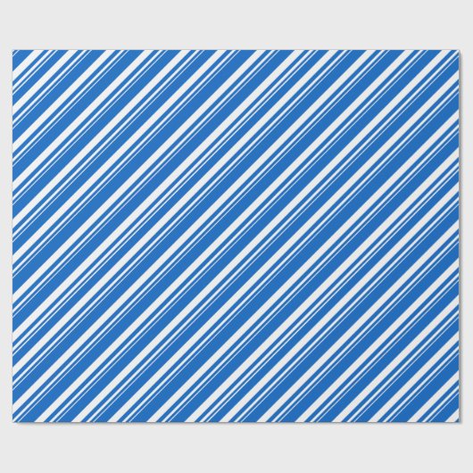White Capri Blue Candy Cane Stripe Holiday Cadeaupapier (Vlak)