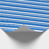 White Capri Blue Candy Cane Stripe Holiday Cadeaupapier (Hoek)