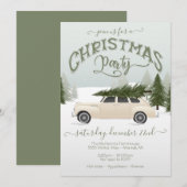 White Car Chistmas Tree Party Kaart (Voorkant / Achterkant)