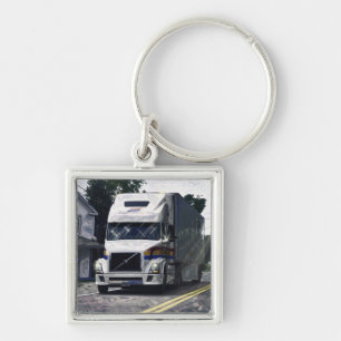 White Cargo Truck Chauffeurs Art Sleutelhanger