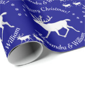 White Cariou Reindeer Kerstmis - Aangepast marineb Cadeaupapier (Rol Hoek)