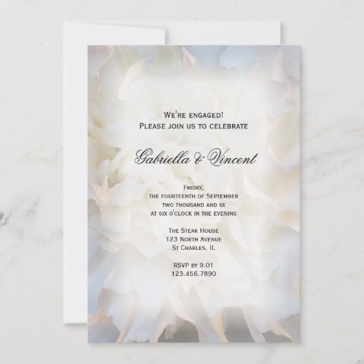 White Carnan Floral Engagement Party Kaart (Voorkant)