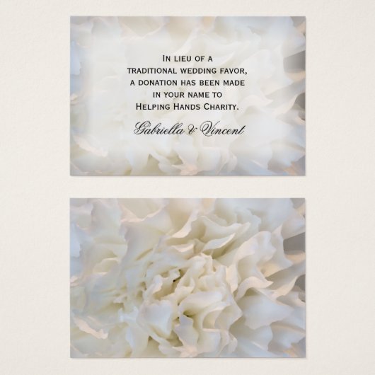 White Carnance Floral Wedding Charity Kaart (Voorkant /achterkant)