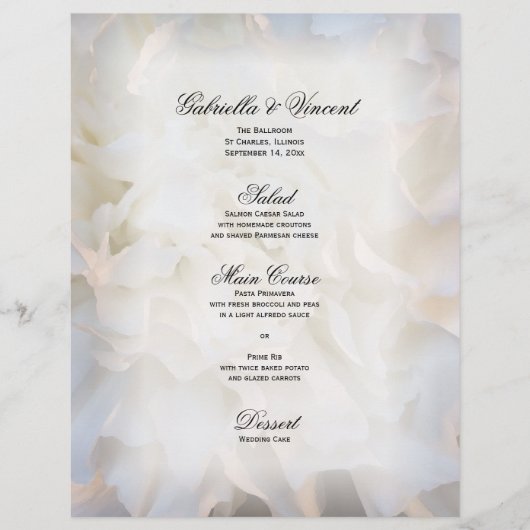 White Carnance Floral Wedding Menu (Voorkant)