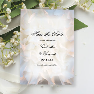 White Carnance Floral Wedding Save the Date
