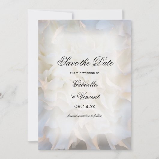White Carnance Floral Wedding Save the Date (Voorkant)
