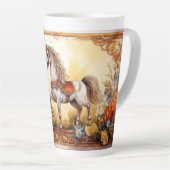 White Carousel Horse Latte Mok (Rechterhoek)