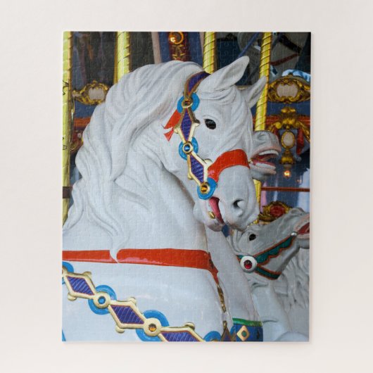 White Carousel Horse Puzzle Legpuzzel (Verticaal)