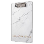 White Carrara Marble Classic Modern Kantoor Gift Klembord (Links)