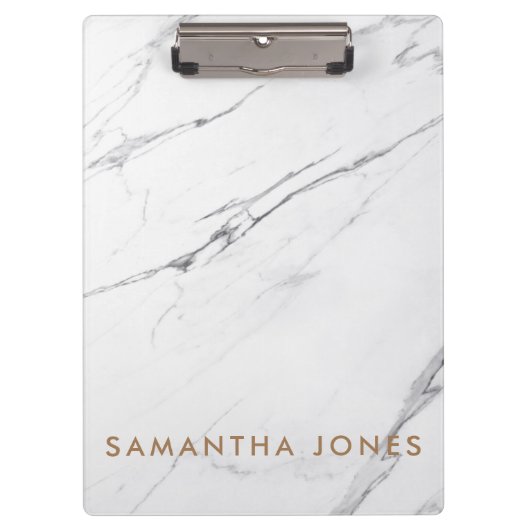 White Carrara Marble Classic Modern Kantoor Gift Klembord (Voorkant)