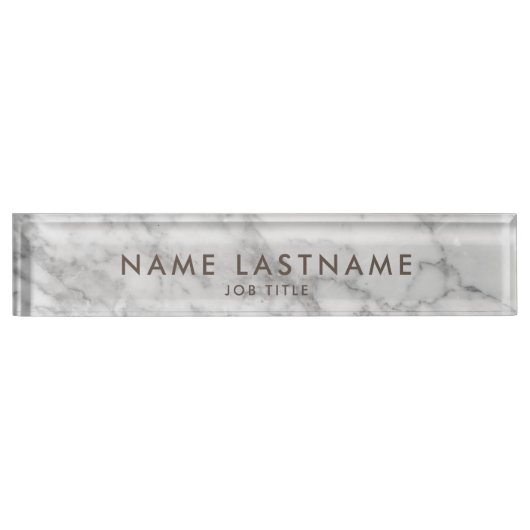 White Carrara Marble Classic Modern Personalized Naambordje (Voorkant)