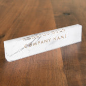 White Carrara Marble Classic Personalized Company Naambordje (Zijkant)