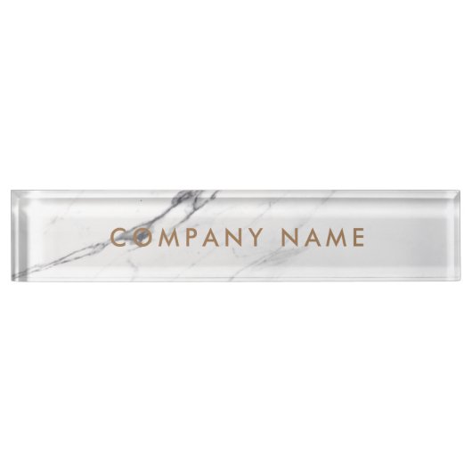 White Carrara Marble Classic Personalized Company Naambordje (Voorkant)
