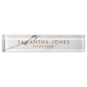White Carrara Marble Classic Personalized Naambordje (Voorkant)