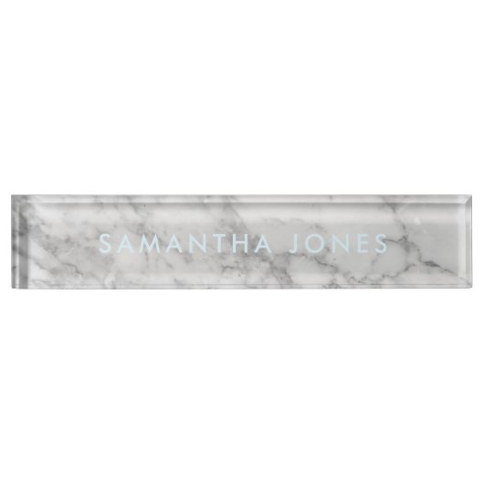 White Carrara Marble Classic Personalized Naambordje (Voorkant)