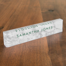 White Carrara Marble Classic Personalized Naambordje