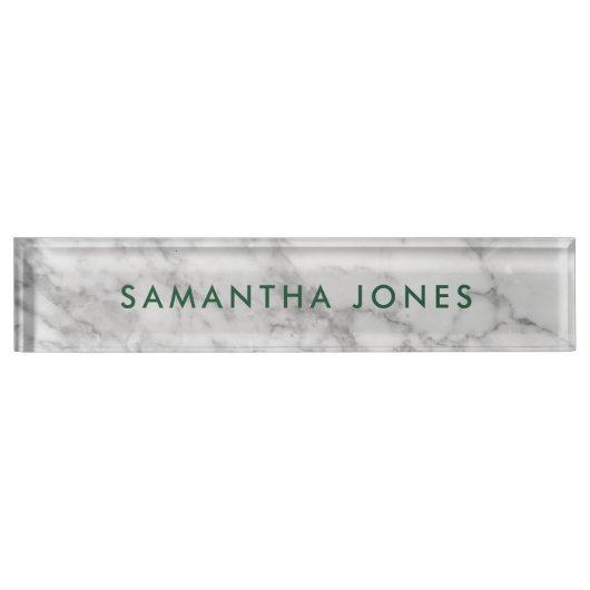 White Carrara Marble Classic Personalized Naambordje (Voorkant)