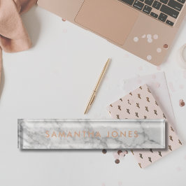 White Carrara Marble Classic Personalized Naambordje