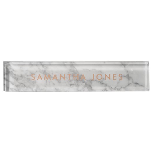 White Carrara Marble Classic Personalized Naambordje (Voorkant)