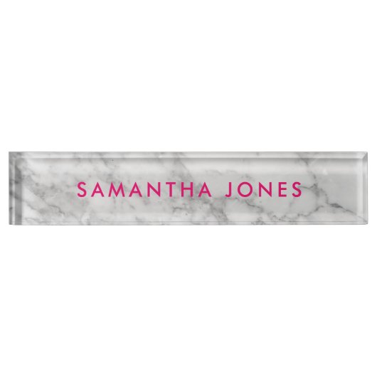 White Carrara Marble Classic Personalized Naambordje (Voorkant)