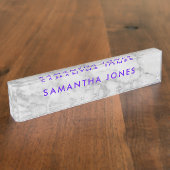 White Carrara Marble Classic Personalized Naambordje (Zijkant)