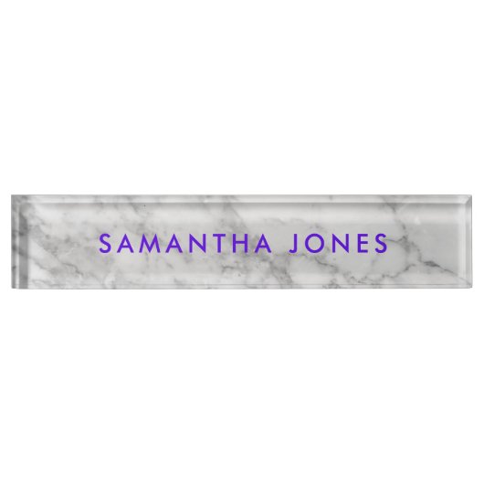 White Carrara Marble Classic Personalized Naambordje (Voorkant)