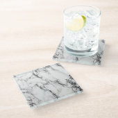 White Carrara Marble Glass Onderzetter (Schuin)