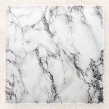 White Carrara Marble Glass Onderzetter