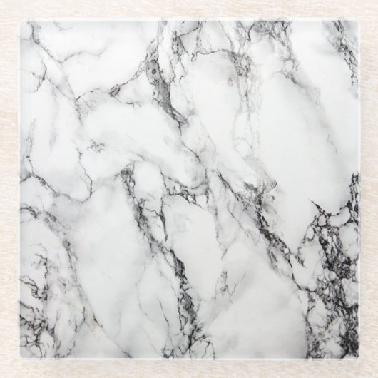 White Carrara Marble Glass Onderzetter (Voorkant)