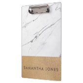White Carrara Marble Glitter Gold Classic Moderne Klembord (Links)