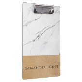 White Carrara Marble Glitter Gold Classic Moderne Klembord (Rechts)