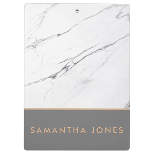 White Carrara Marble Gold Classic Modern Klembord (Achterkant)