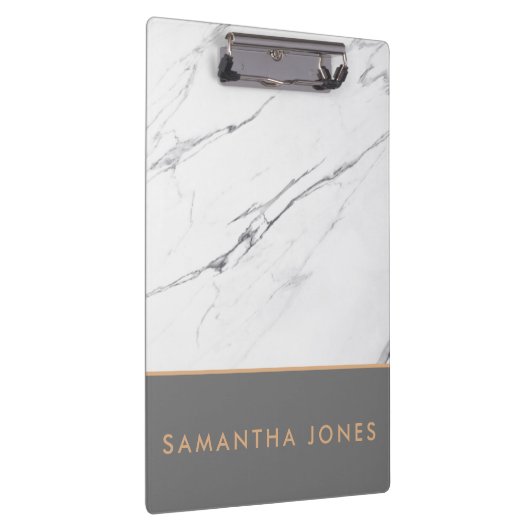 White Carrara Marble Gold Classic Modern Klembord (Rechts)